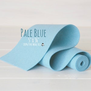 Pale Blue Merino Wool Felt Roll - 5&quot; x 36&quot;