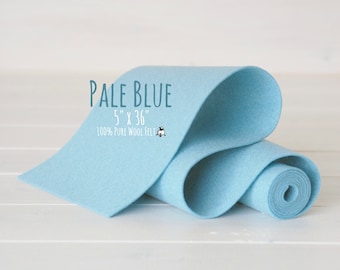 100% Merino Wool Felt Roll - 5" x 36" Wool Felt Roll - Wool Felt Color Pale Blue-2130 - Pure Merino Wool Felt - Pale Blue Color Wool Felt