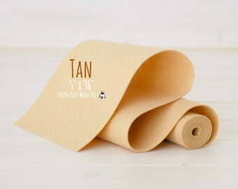 100% Merino Wool Felt Roll - 5" x 36" Wool Felt Roll - Wool Felt Color Tan-7100 - Merino Wool Felt - Tan Color Wool Felt - Waldorf Doll