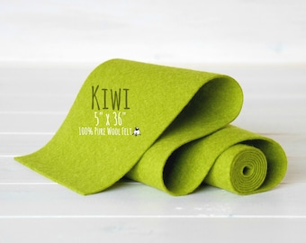 100% Wool Felt Roll - 5" x 36" Wool Felt Roll - Wool Felt Color Kiwi-1030 - Green Wool Felt - Kiwi Color Felt - Wool Felt Rolls