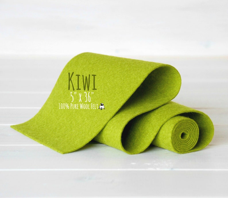 100% Wool Felt Roll 5 x 36 Wool Felt Roll Wool Felt Color Kiwi-1030 Green Wool Felt Kiwi Color Felt Wool Felt Rolls image 1