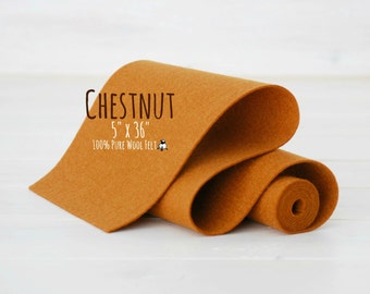 100% Merino Wool Felt Roll - 5" x 36" Wool Felt Roll - Wool Felt Color Chestnut-7120 - Merino Wool Felt - Brown Color Wool Felt - Wool Felt