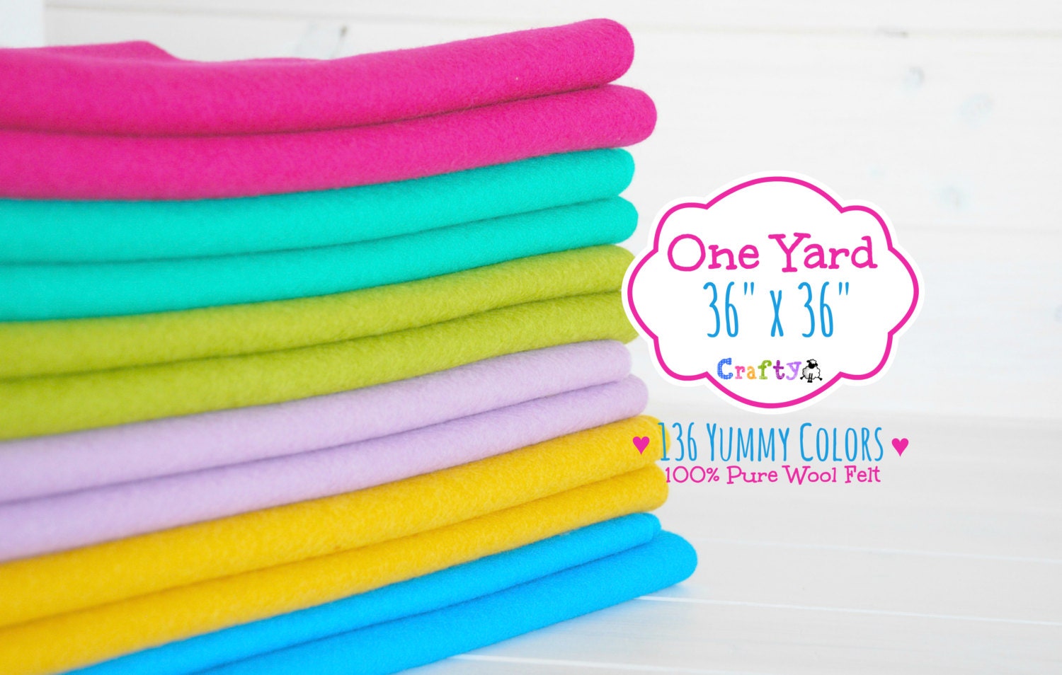 1 Yard 100% Merino Wool Felt Cut to Order You Choose Color 