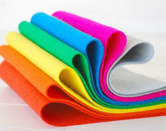 Fogli di feltro di lana al 100%: colori neon, tessuto artigianale 8x12"