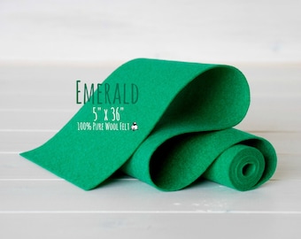 100% Merino Wool Felt Roll - 5" x 36" Roll - Wool Felt Color Emerald -1210 - Emerald Green Wool Felt - Pure Merino Wool Felt -  Emerald Felt