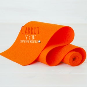 Carrot Merino Wool Felt Roll: 5&quot; x 36&quot; Soft Craft Fabric