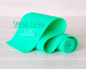 100% Merino Wool Felt Roll - 5" x 36"  Felt Roll - Wool Felt Color Spring Green-1200 - Spring Green Wool Felt - Green Felt Roll - Wool Felt