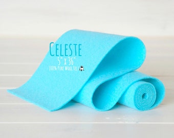 100% Wool Felt Roll - 5" x 36"  Felt Roll - Wool Felt Color Celeste-2020 - Celeste Wool Felt - Soft Aqua Wool Felt -  Celeste Wool Felt