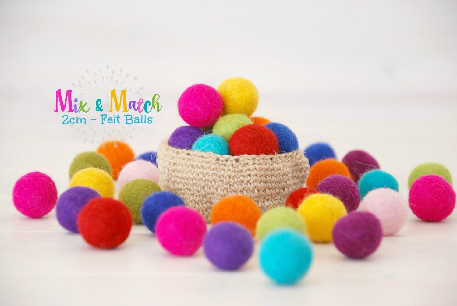 Wool Felt Balls - Mix and Match - 2CM Wool Felt Balls - Size Wool Felt Balls - Mix and Match - 2CM Wool Felt Balls - Size