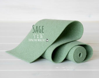 100% Merino Wool Felt Roll - 5" x 36"  Felt Roll - Wool Felt Color Sage-1170 - Sage Green  Wool Felt - Pale green wool felt - Sage Felt Roll