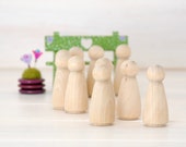 10 or 12 Wooden Peg Dolls - Unfinished Wooden People - Girl wood doll - Set of 10 or 12 wooden gilrs - DIY Wood Dolls Crafts - Peg Dolls