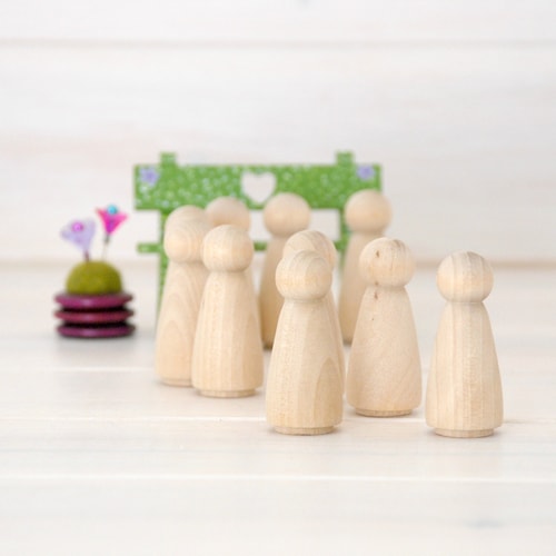 Ten family peg doll wooden people peg dolls DIY craft handmade 50pcs 