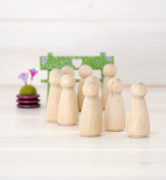 Wooden Peg Dolls With A Storage Case, Unfinished Wooden People For