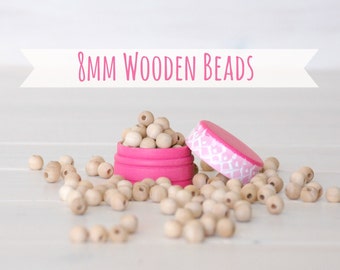 8MM Wooden Beads - 50 or 100 Round Wooden Beads - 8MM Wooden Balls (5/16") - Unfinished Wooden Beads - 8mm Wood Balls - DIY Wood Crafts
