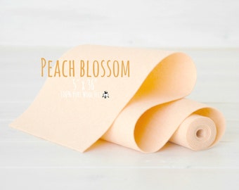 100% Merino Wool Felt Roll  - 5" x 36" Wool Felt Roll - Wool Felt Color Peach Blossom-5020 - Pastel Color Wool Felt - Peach Color Wool Felt