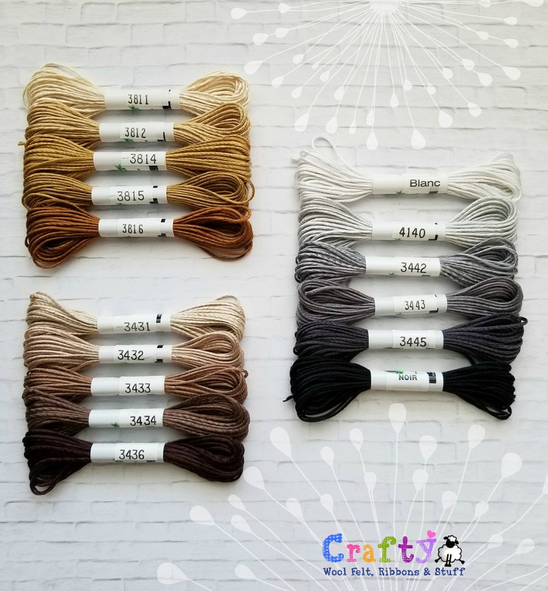 Silk Thread Au Ver a Soie Silk Thread 100% Silk Thread Shades of Brown Skin Color Silk Floss Shades of Gray Silk Thread d'Alger image 2