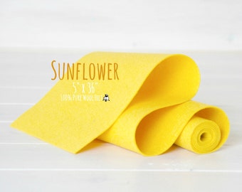 100% Merino Wool Felt Roll- 5" x 36" Roll- Wool Felt Color Sunflower-6050 - Yellow Color Wool Felt - Pure Merino Wool Felt - Sunflower Felt