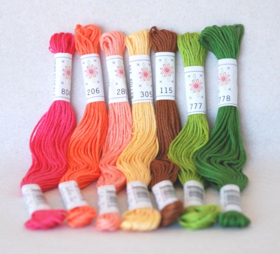 Embroidery Floss Set, Rainbow Palette - Seven 8.75 yard skeins
