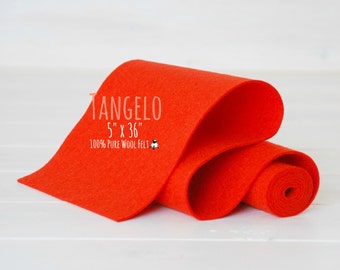 100% Merino Wool Felt Roll - 5" x 36" Wool Felt Roll - Wool Felt Color Tangelo-5110 - European Wool Felt - Dark Orange Merino wool Felt