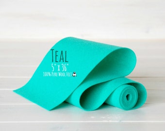 100% Merino Wool Felt Roll - Wool Felt Roll 5" x 36" - Wool Felt Color Teal-1240 - European Wool Felt - Teal Color Felt - Pure Wool Felt