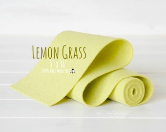 100% Merino Wool Felt Roll - 5" x 36" Wool Felt Roll - Wool Felt Color Lemon Grass-1020 - Wool Felt - Pure Wool Felt - Shade of Green Felt