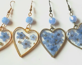 Forget Me Not Flower Gifts/Pressed Flower Earrings/Blue Flowers/Resin Jewelry/Remembrance Gifts/Loss of Loved One Pets
