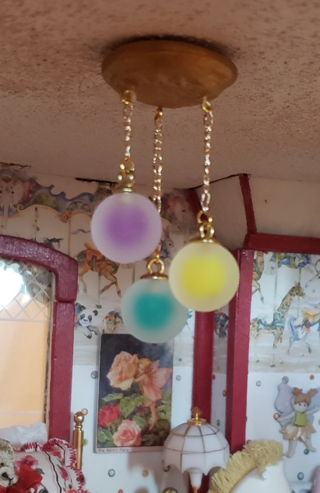 112 Dollhouse Light Fixture Miniature Chandelier Ceiling Light Round