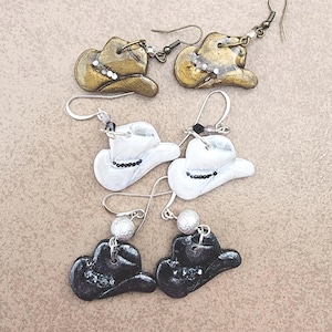 Cowboy Hat Earrings/Custom Jewelry/Western Earrings/Cowgirl Hat/Rodeo Fans Enthusiasts/Southwestern Jewelry/Unique Jewelry/Clay Jewelry