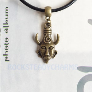 Antike Bronze Supernatural Dean Winchester's Amulett auf Echt Schwarz Leder Choker Halskette