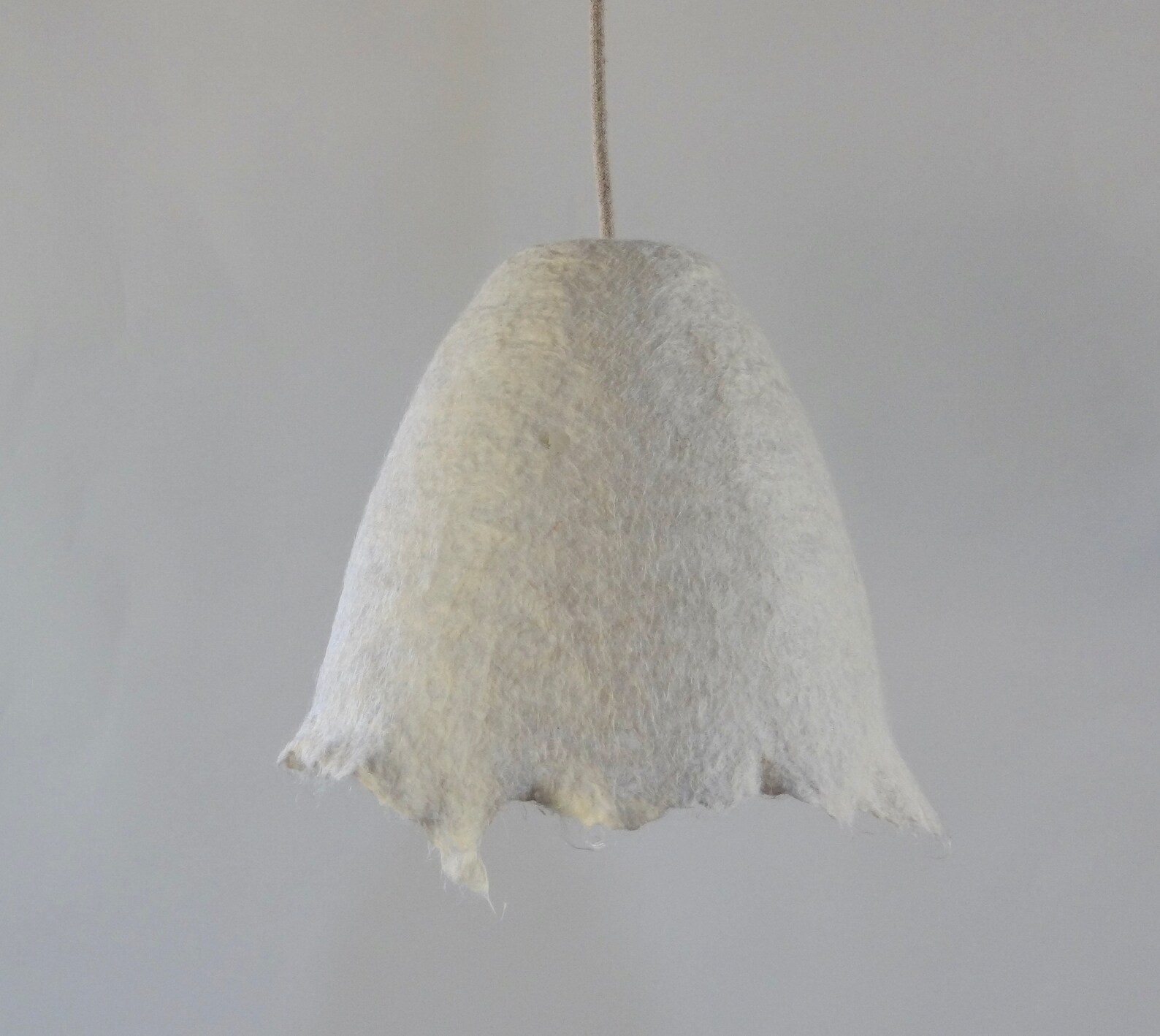 Felted Lamp, Handfelted Lampshade, Felted Natural Warm White Hanging