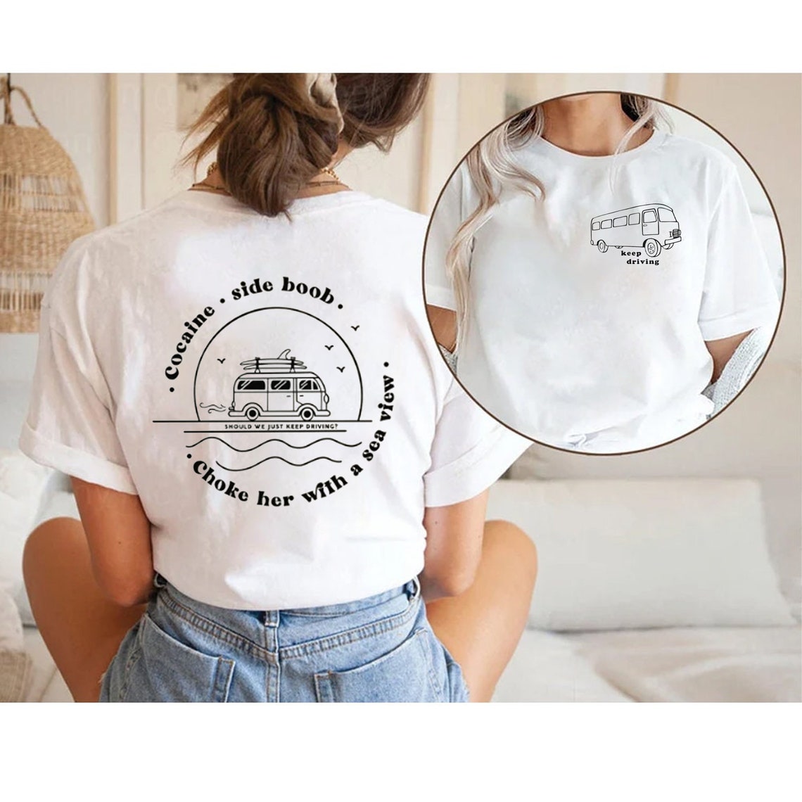 2 Sided Print Cocaine Side Boob Choke Her With a Sea View Etsy