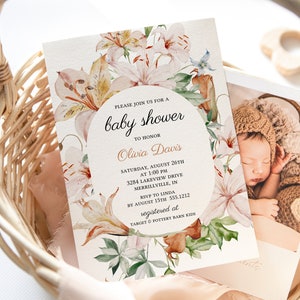 Instant Download Printable Editable Digital File Roses Baby Shower Invitation Sunny Roses Baby Shower Template BSI122