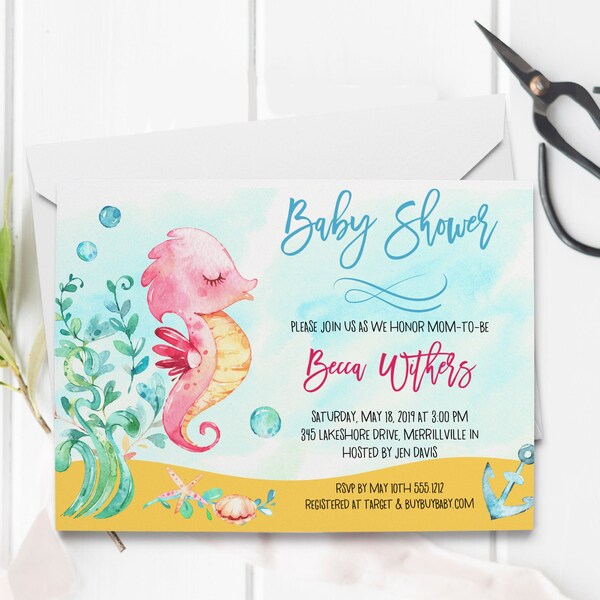 Seahorse Baby Shower Etsy