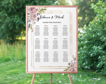 Editable Printable File Seating Chart Template Instant Download WI248 Rustic Trees Wedding Seating Chart