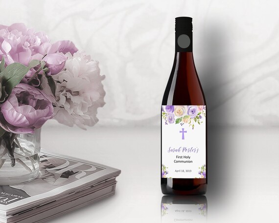 Lilac Flowers | Wine Bottle Label | Editable and Printable Files | Instant Download | Corjl | FCI106Wine Il_570xn
