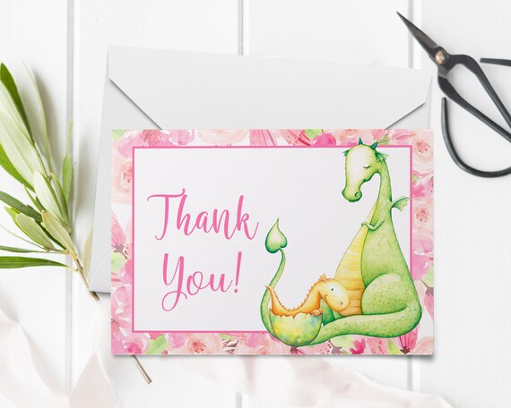 Dragon Girl | Thank You Cards | Editable Printable PDF or JPEG ...