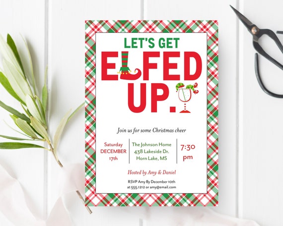 Elfed Up Invitations | Christmas/Holiday Party | Printable Editable Digital File | Instant Access | Corjl | CI233 Il_570xn