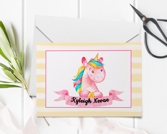 Unicorn Thank You Cards, Thank You Cards, Thank You Template, Printable Editable File, Instant Access, KBI472 Il_570xn