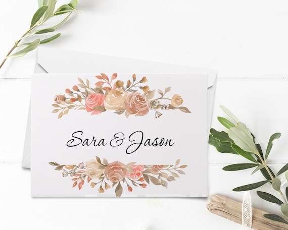 Rose All Day Thank You Cards WI360 Editable Printable File Folded Cards Template Instant Download