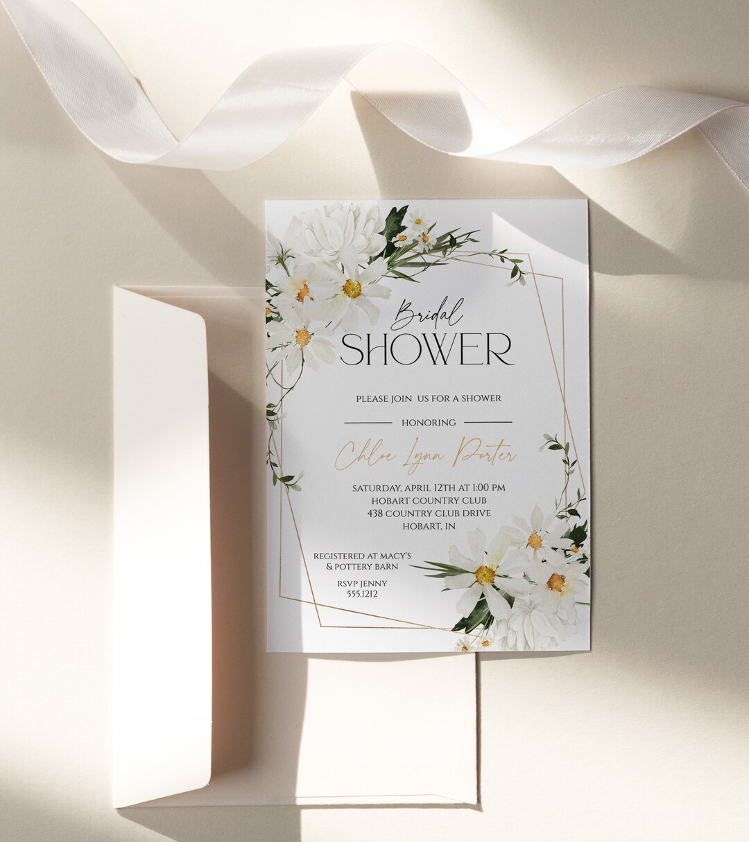Daisies Bridal Shower Invitation Spring Daisies Wedding Etsy