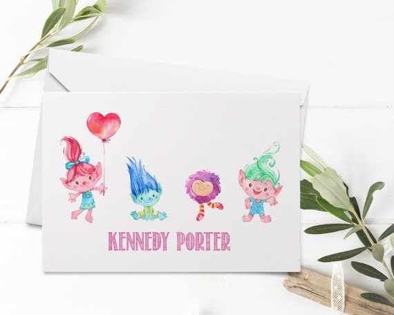 Trolls Thank You Cards | Printable PDF or JPEG | Instant Download | Corjl | KBI317TY Il_570xn