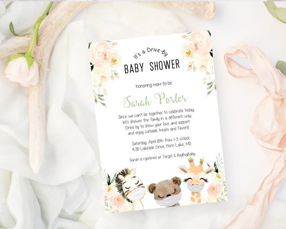Drive-By Animals Baby Shower Invitation, Baby Shower Invitation Template, Printable Editable Digital File, Instant Download, BSI360 Il_570xn