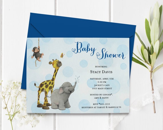Jungle Baby Animals Invitation | Baby Shower | Printable Editable Digital File | Instant Download | Corjl | BSI215 Il_570xn