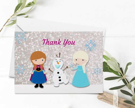 Frozen Thank You Cards | Printable PDF or JPEG | Instant Download | Corjl | KBI233TY Il_570xn