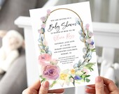 Spring Flowers Baby Shower Invitation, Floral Baby Shower Template, Printable Editable Digital File, Instant Download, BSI170 Il_170x135