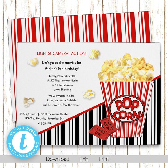 Free Printable Movie Party Invitation