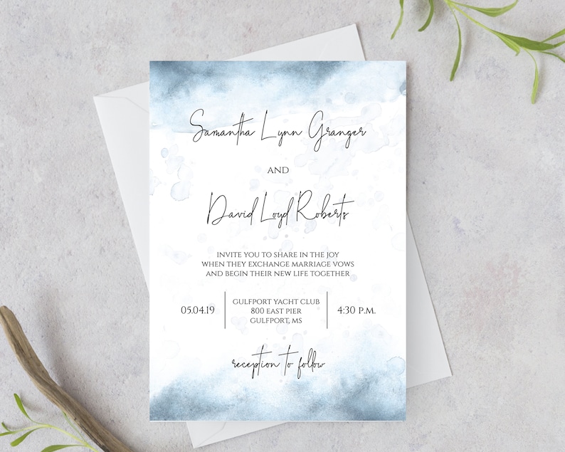 Dusty Blue Wedding Invitation