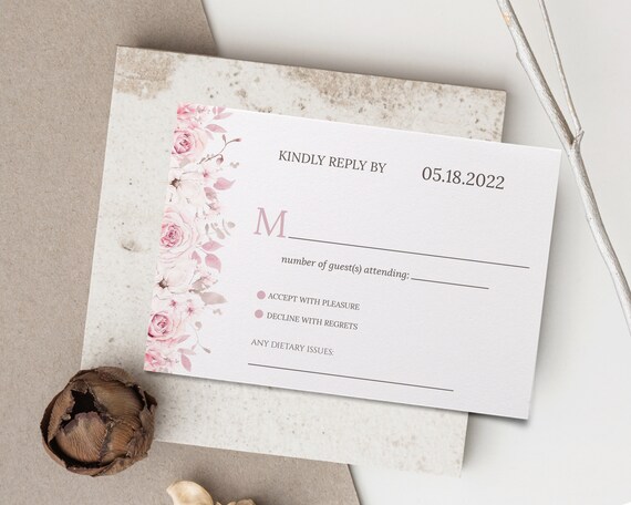 Rose All Day Thank You Cards WI360 Editable Printable File Folded Cards Template Instant Download