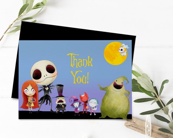 Nightmare Before Christmas Thank You Cards | Printable Editable PDF or JPEG | Instant Access | Corjl | CI127TY Il_570xn