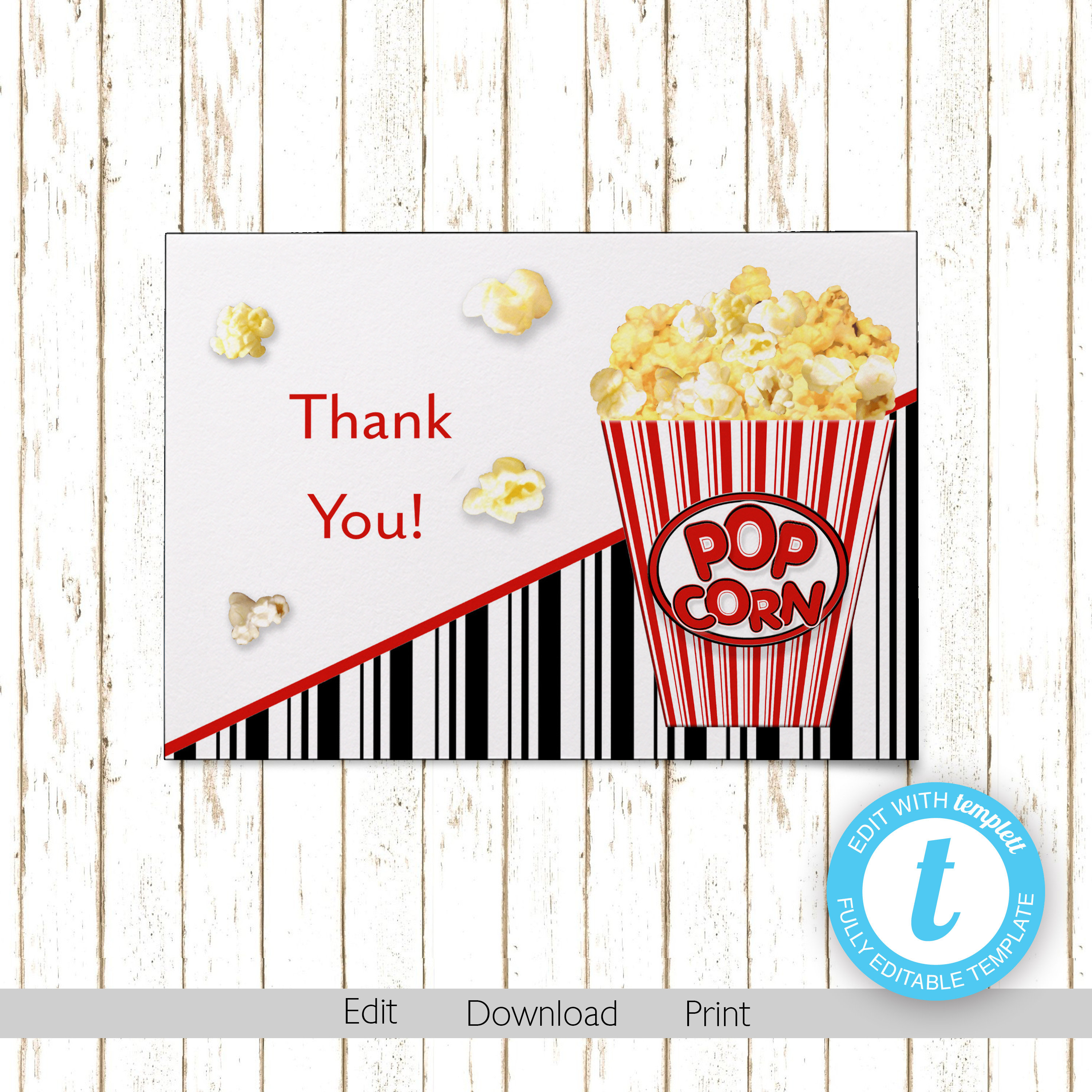 Movies Thank You Cards Printable Editable PDF or JPEG | Etsy
